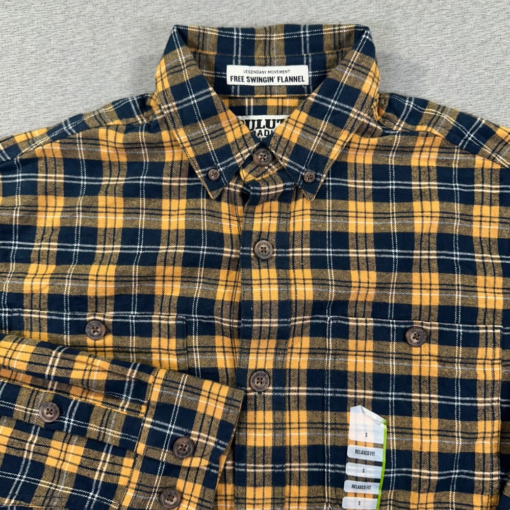 Duluth Trading Co Free Swingin Flannel Shirt Mens Small Plaid Relaxed Fit NWT